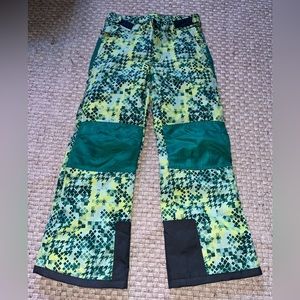 Arctix green print Bibb snow pants ski youth M snowboard